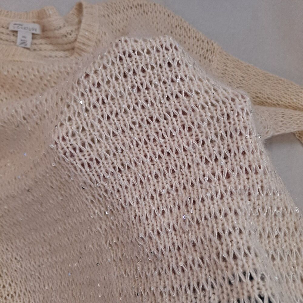Nordstrom Signature Sequin Open Knit Sweater Womens XXL Polyester Cashmere Blend - Picture 8 of 8